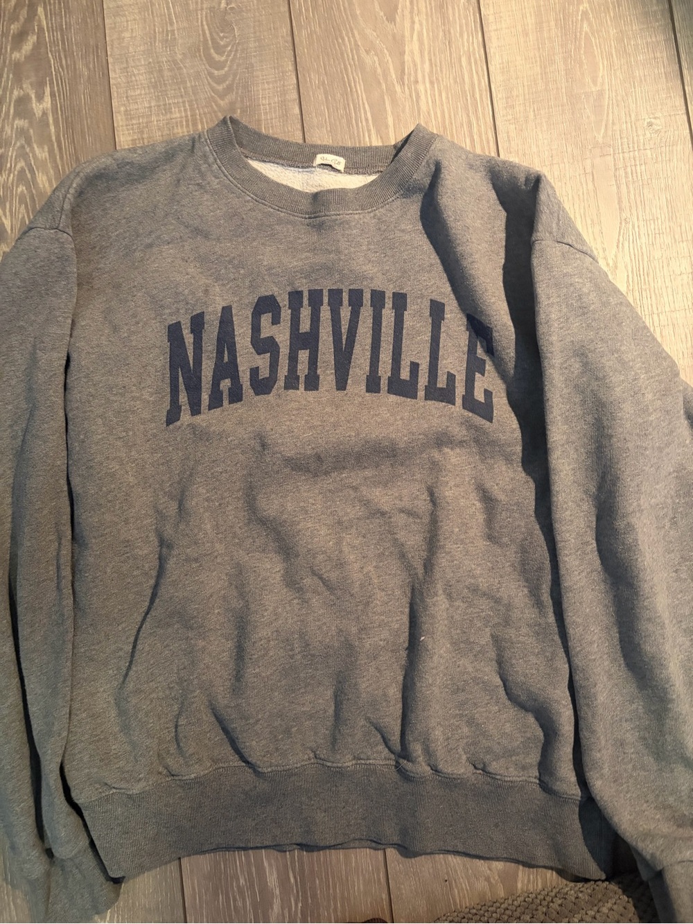 Brandy Melville Gray Crewneck Sweatshirt with Navy "Nashville" Print